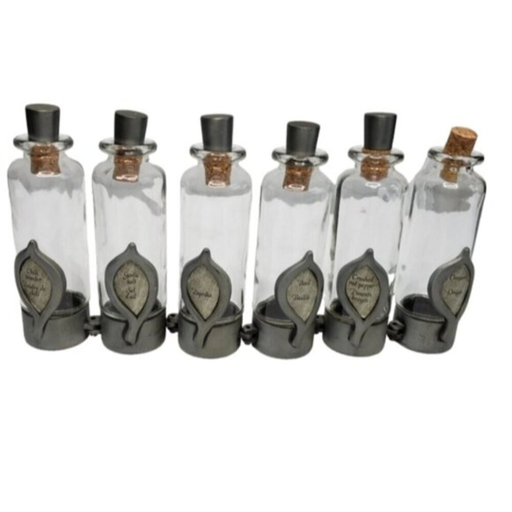 Unique Jars Spice Witchy Goth Silver Tone 6 Jars Kitchen Spells - Picture 16 of 16